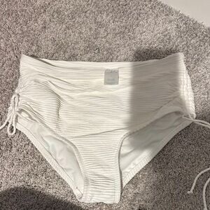 White Ruched Bikini Bottoms